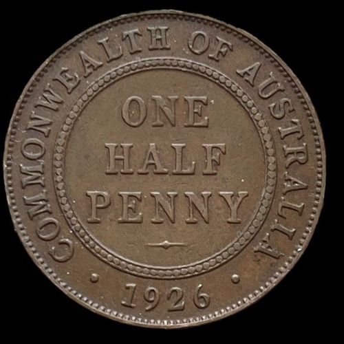 Moneda Australia 1/2 Penny 1926 - Km#22