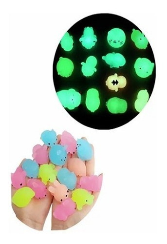 36 Pz Squishy Mini Animalitos Neon Fluoroscente Antiestres