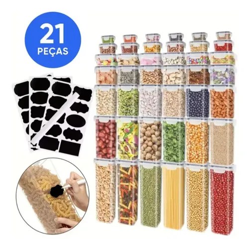 Kit 21 Potes Herméticos Top De Linha 2,3litros Menor Preço Transparente