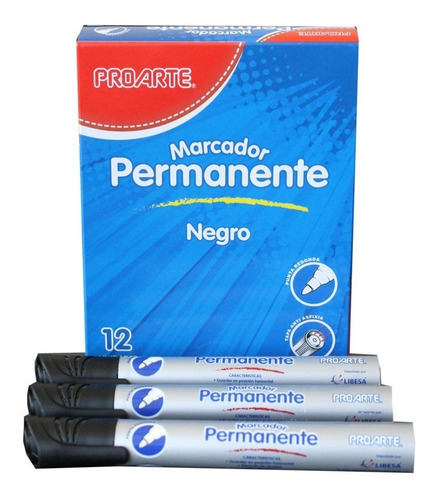 Plumones Permanente Negro Caja X12 Proarte