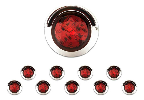 Kit De 10 Plafones Frontales Tunelight 2 Leds Rojos Redondos