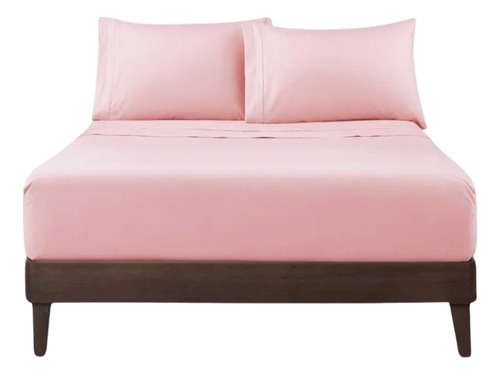 Juego De Sabanas King Size Premium 4 Piezas 2000 Hilos Cama Rosa Liso