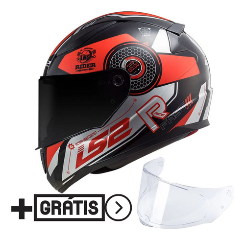 Capacete Ls2 Ff353 Rapid Stratus Preto/vermelho/prata