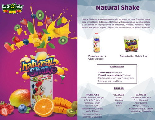 Concentrado Pulpa Mango-maracuya 1 Lt Natural Shake 3 Pack