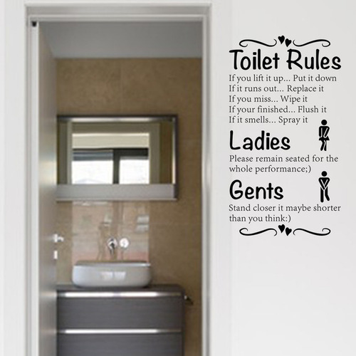 Pegatinas De Pared P Toilet Rules, Divertidas Pegatinas De P