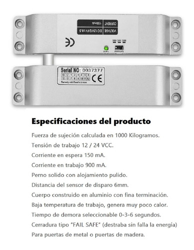 Control Acceso Cerradura Perno Magnetica Segura Kit Swx