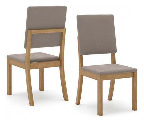 Conjuto 4 Cadeiras Estofadas Milla Henn Cor Da Estrutura Da Cadeira Nature Cor Do Assento Marrom Amêndoa Desenho Do Tecido Liso