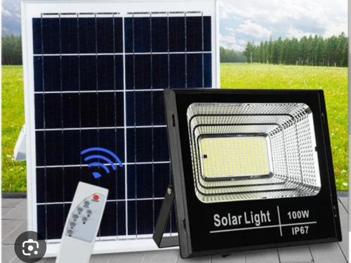 Lámpara Con Panel Solar 100w Impermeable E Inteligente 