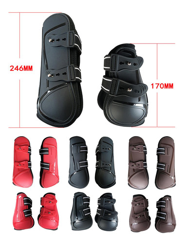 Horse Tendon Boots Set Of 4 Jumping Adjustable Brace Black L