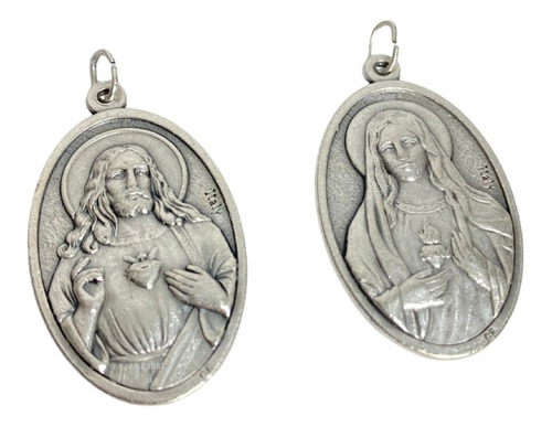 1 Medalla Sagrado Corazon De Jesus Y Maria Souvenir Italy