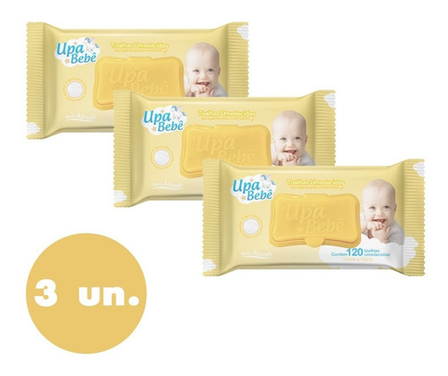 Kit 3 Toalhinhas Umedecidas Upa Bebê Lenços Atacado Barato