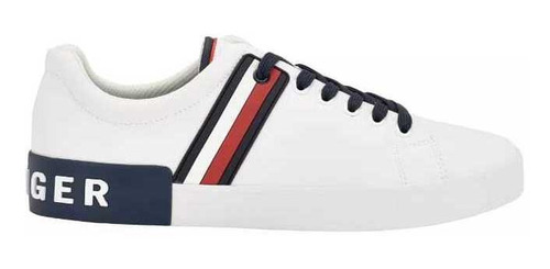 Tenis Tommy Ramus Blanco Con Talón Y Agujetas En Color Azul