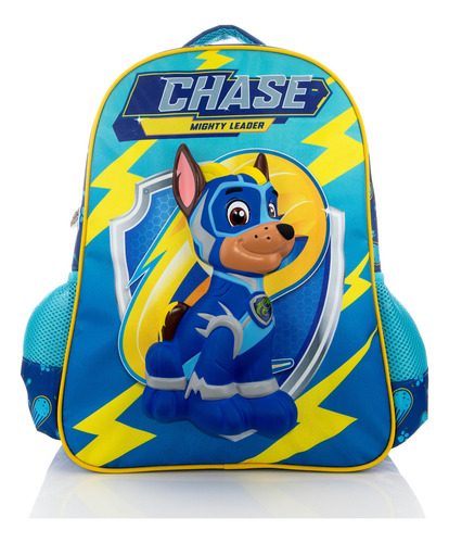 Mochila Paw Patrol Chase Squishy Color Azul Diseño de la tela Poliéster