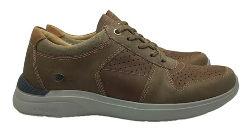 Zapatilla Hombre Cavatini 5056 De Cuero Con Cordón