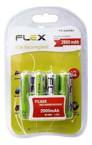 4 Pilha Recarregável Aa 2900mah Controle Tv Xbox Câmera Flex