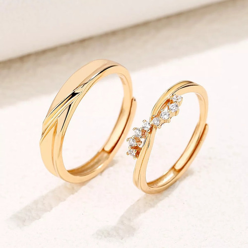 Anillo Compromiso Plata 925 En Oro 18k Río Estrellado Dorado