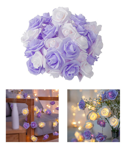 Led Rose Flower Fairy String Light Foam Rose Fairy Lights