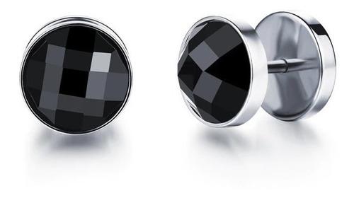 Aretes De Acero Inox Hombre Doble Vista Broc Crystal Black