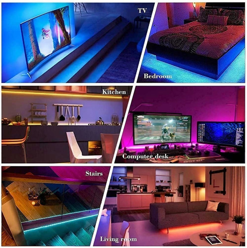 Imagen 5 de 10 de Tiras Led 5 Metros Con Remote Control Y Función Música