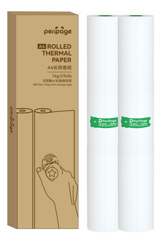 A4 Papel Térmico 2 Rollos Para Peripage 210mm X 7.5m