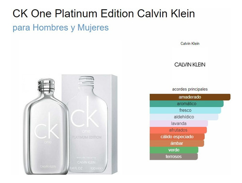 Perfume Calvin Klein Ck One Platinum Edition Edt 100ml P/u