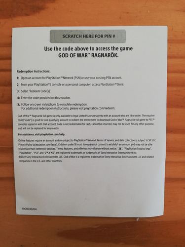 God Of War Ragnarök Ps5 Codigo Original