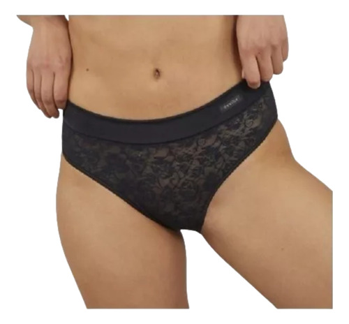 Bombacha Tiro Corto Encaje Lycra Cintura Tricot- Deville 789