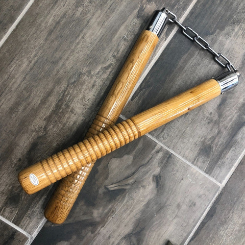 Nunchakus Madera Chacos Ninja Rodillo Y Cadena Solido