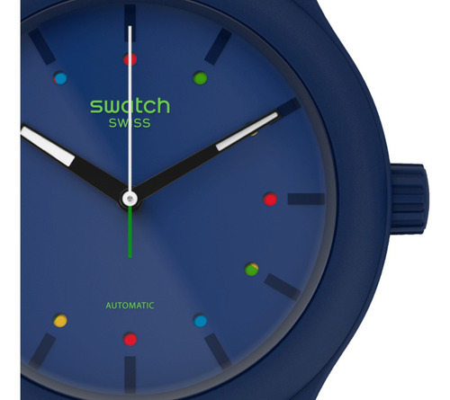 Reloj Swatch Waktu51 So30n400 Correa Azul Bisel Azul Fondo Azul