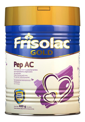 Leche de fórmula en polvo Frisolac Gold Pep AC en lata de 1 de 400g - 0  a 12 meses
