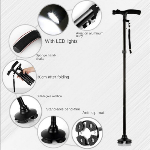 Muletas Plegables De Aluminio Para Ancianos Con Luz Led