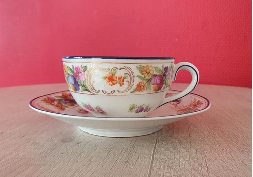 Taza De Té Con Plato Porcelana Alemana Schmann 