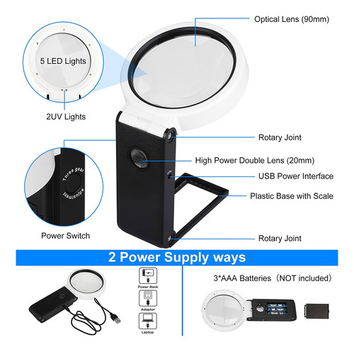 Luz De Lupa De Lectura Y Soporte Led Portátil