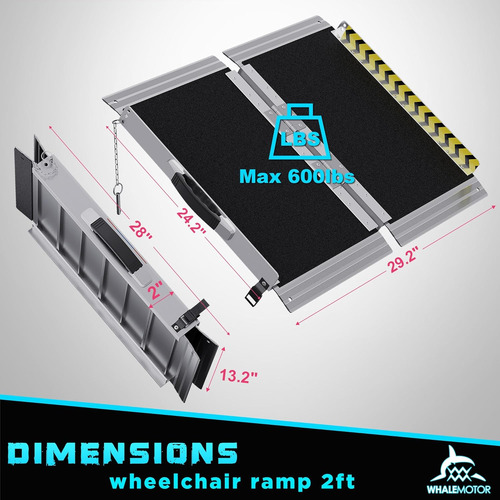 Rampa Portatil Para Silla De Ruedas De 2 Pies, Plegable D...