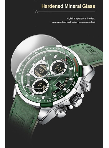 Reloj militar verde analógico digital para hombre Naviforce