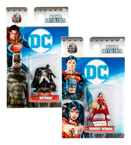 Figuras X2 Unid Metals Nano Batman Wonder Woman Diecast Jada