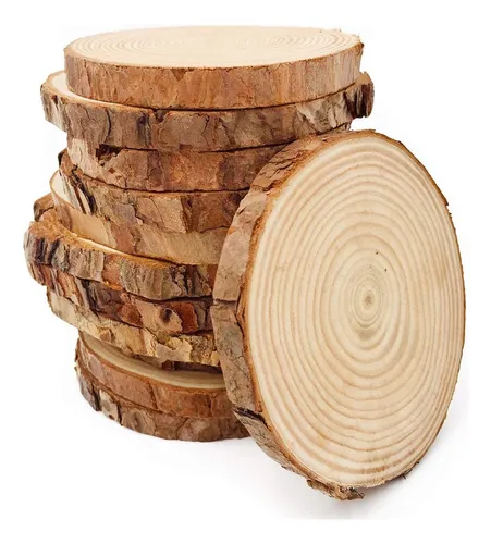 Rodajas De Madera Natural Sin Terminar, 12 Piezas De 3,...
