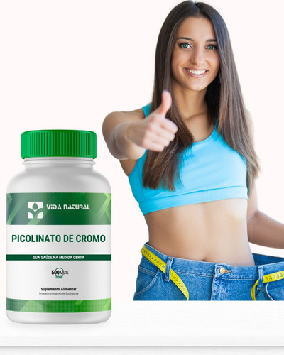 Picolinato De Cromo 500mcg, 120 Cápsulas - Vida Natural Sabor Sem Sabor