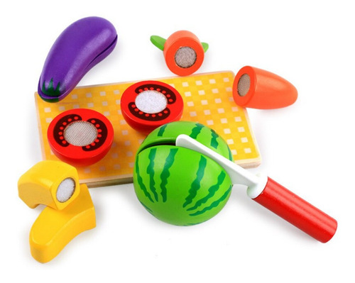 Imagen 2 de 3 de Juego Frutas Y Verduras Madera