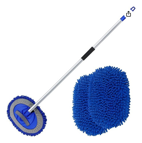 Kit De Cepillos De Microfibra Para Lavar Autos Con Mango Lar Color Azul