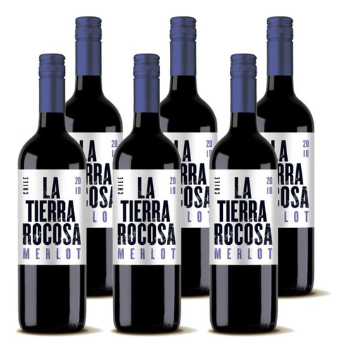Kit 6 Vinhos La Tierra Rocosa Merlot Tinto Chile 750ml