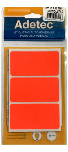Etiqueta Manual Rectangular Color 35x70 Mm