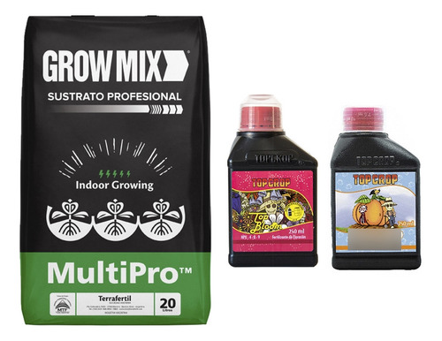 Sustrato Growmix Multipro 20lts Con Top Crop Bloom Bud 250ml