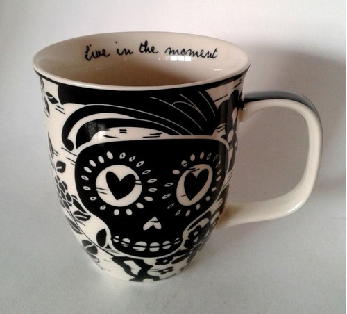 Taza De Ceramica Calavera Live In The Moment Karma Gifts