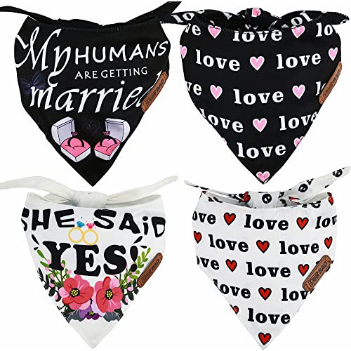 Dog Bandanas 4 Pack, My Humans Are Getting Married Dog ...