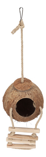 Ladder Coconut House Para Colgar Loros, Pájaros Naturales Y