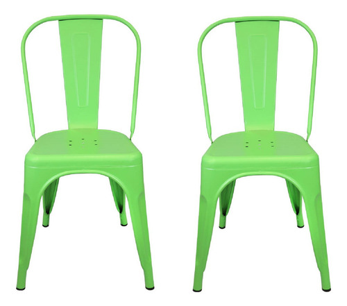 Kit 2 Cadeiras Design Tolix Iron Industrial Diversas Cores Estrutura Da Cadeira Verde