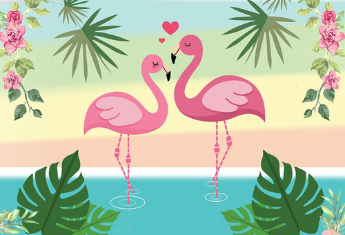 Fundo Fotográfico Tecido Flamingos Rosa 3,00m X 1,70m