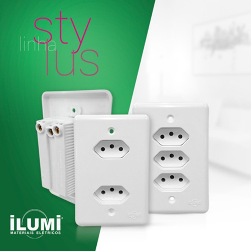 Tomada Dupla Monobloco 10a | Ilumi Cor Branco