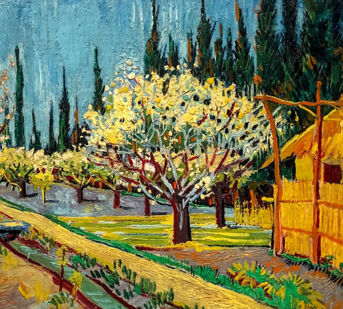 Foto Tipo Litografía Huerto En Flor Vincent Vangogh  45x50cm